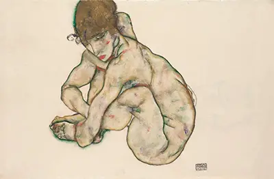 Crouching Nude Girl Egon Schiele